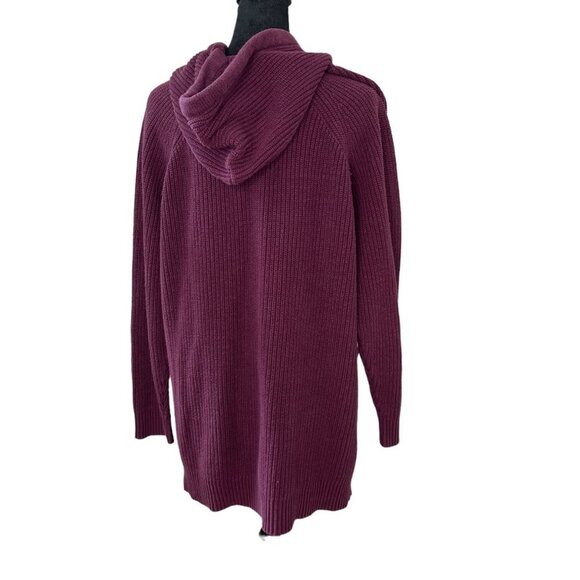 Torrid Size 2 2X Pullover Hooded Sweater Burgundy Red Ribbed Drawstring Lace Up - Picture 6 of 9